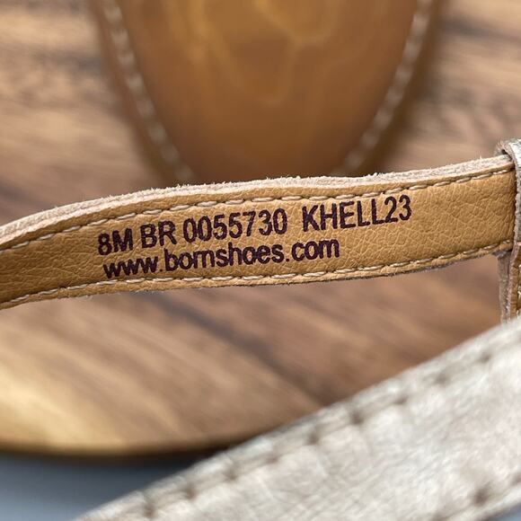 Born Sandals Womens 8 M Gold Leather Strappy Slingback Comfort Casual Wedge - Picture 8 of 8